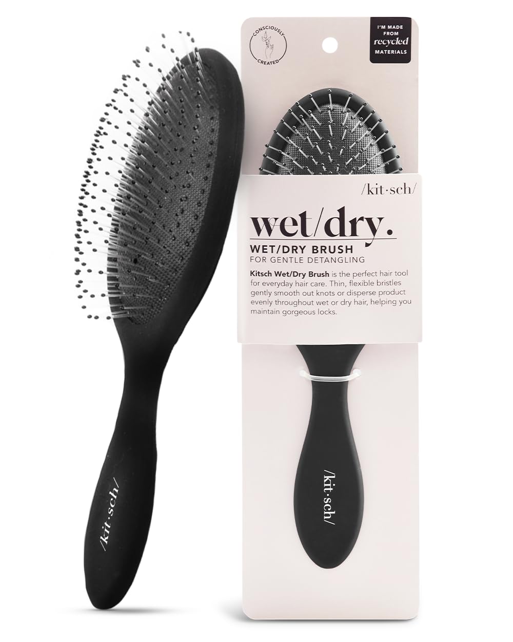 Kitsch Wet & Dry Detangling Hair Brush for Curly and Straight Hair - Flexible Bristles, Women & Men, Adults & Kids, Show