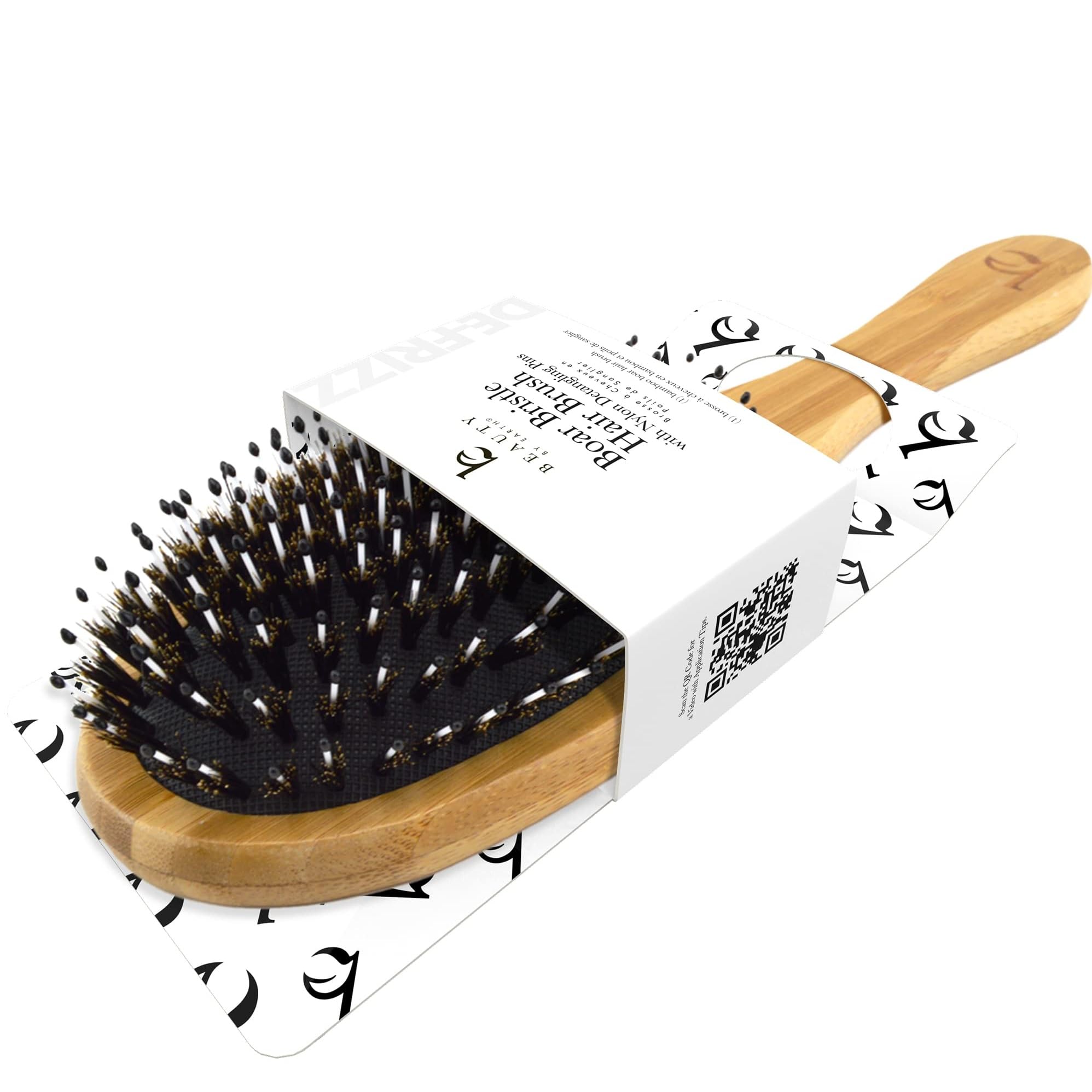 Boar Bristle Hair Brush for All Hair Types - Smoothes & Detangles, Hairbrush for Women, Men & Kids - Thick Hair Distribu