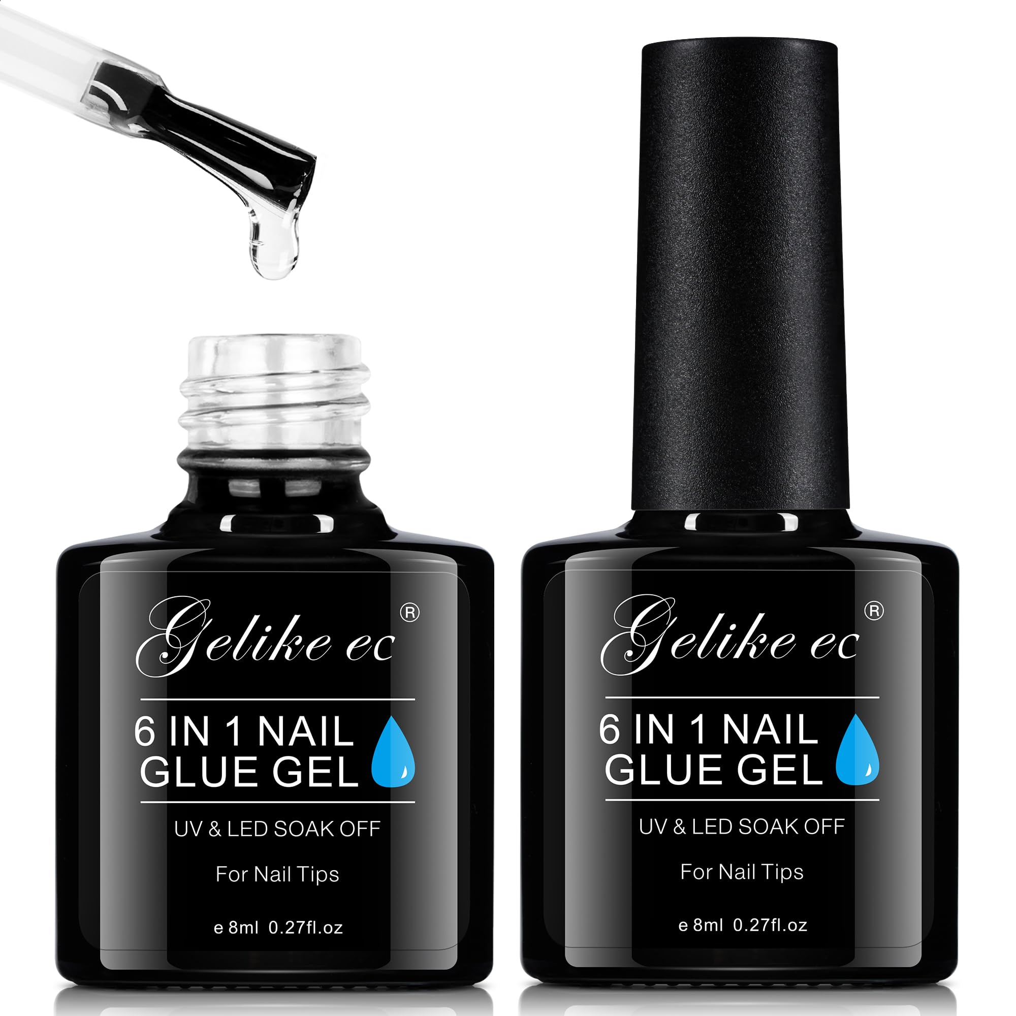 Geliek EC 6 in 1 Adhesive Gel Nail Polish Strong Nail Glue for Press On Nails and Acrylic Tips - Valentine's Day Girl Gi
