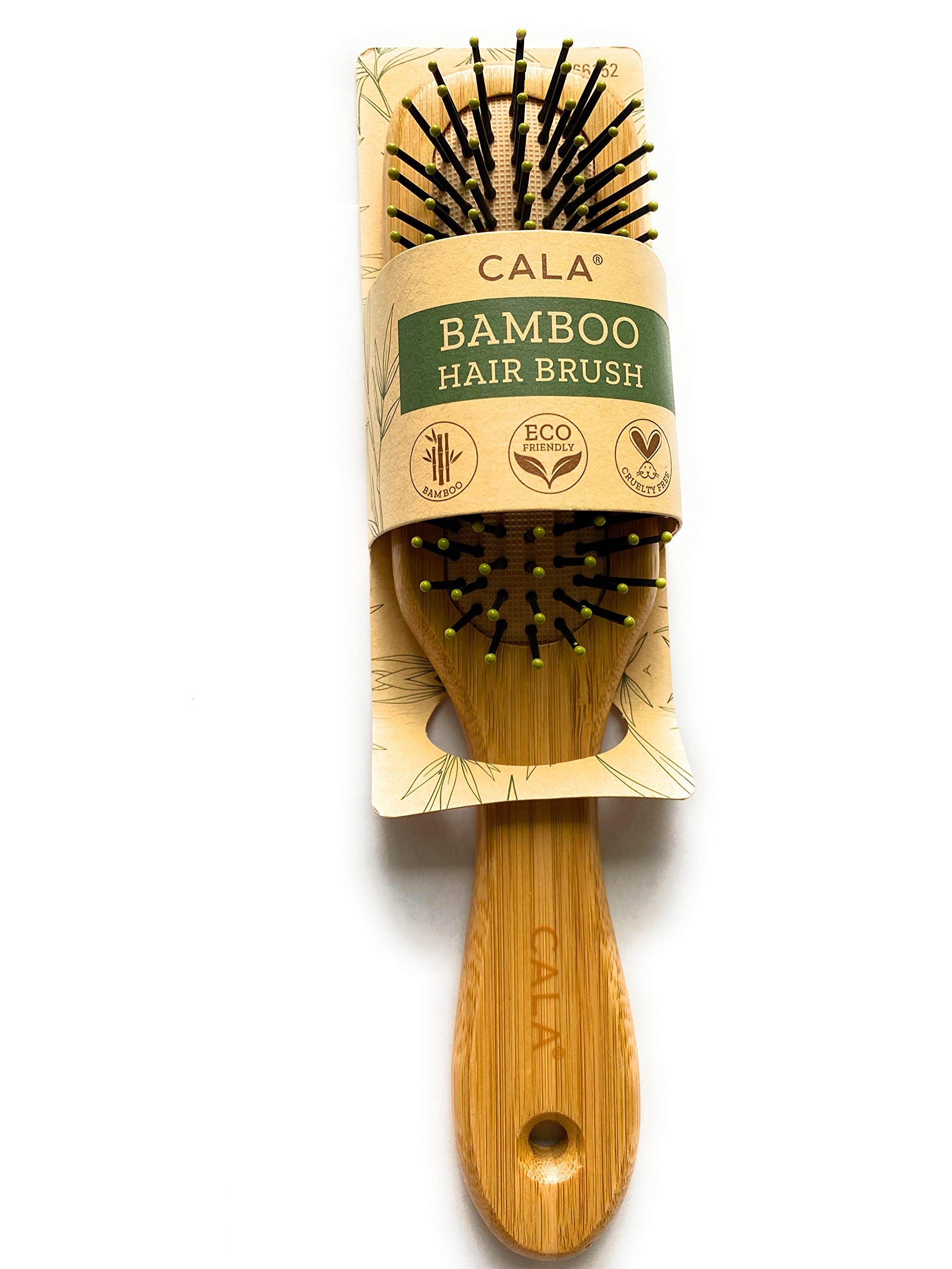 Cala Bamboo Hairbrush for Thick Hair and Coarse Hair Types - Styling and Detangling - Vegan and Cruelty-Free - 3 Brush